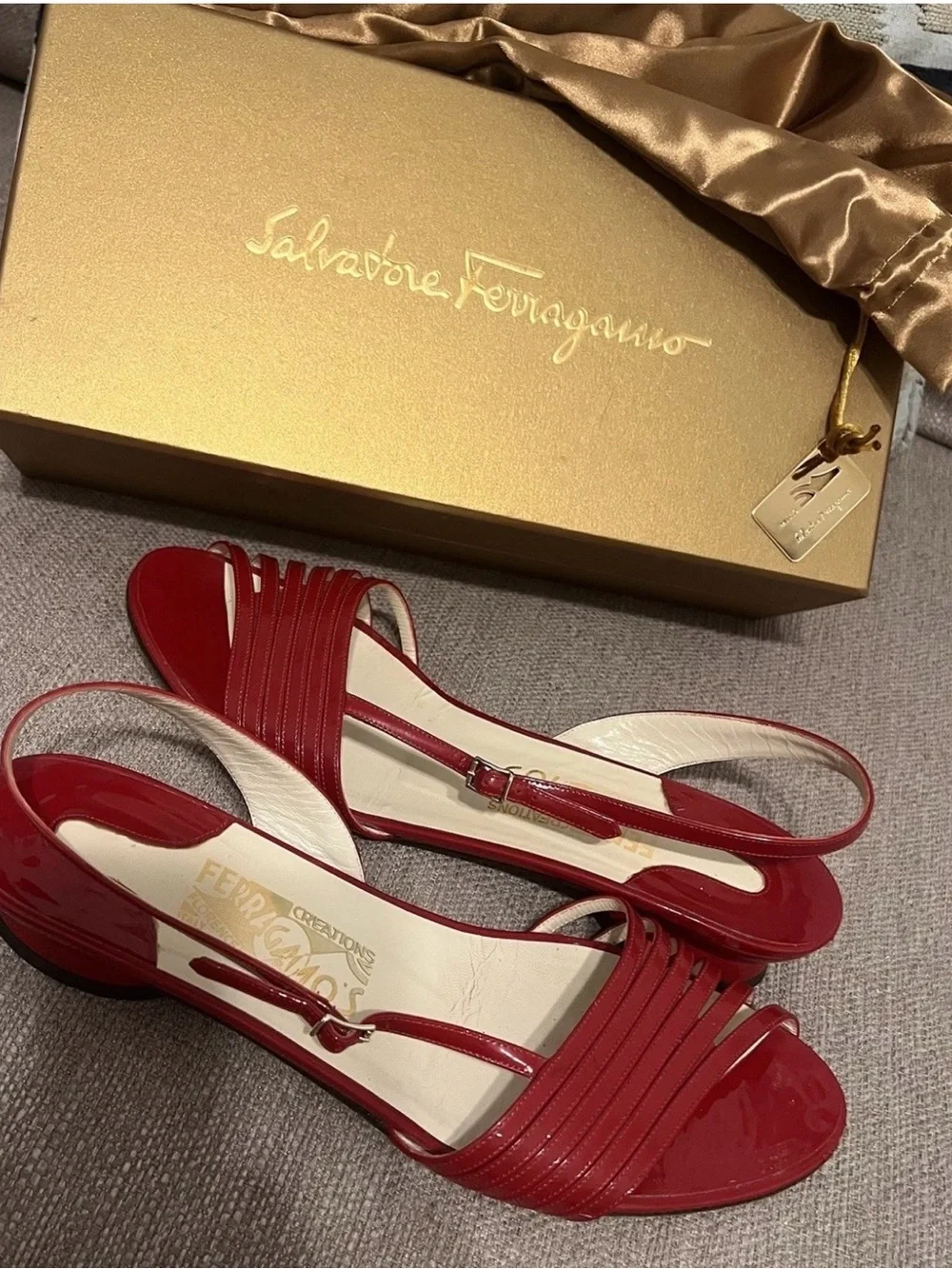 Vintage Salvatore Ferragamo Creations Red Sandals Approx 9.5 Limited Edition